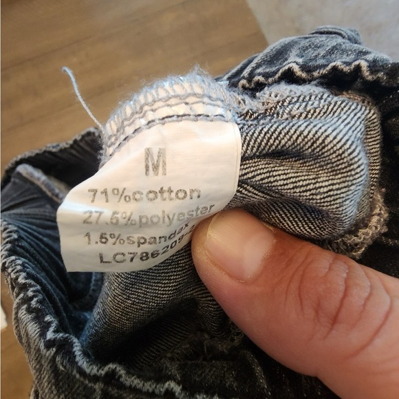 High rise black Drawstring Distressed jeans size medium - Picture 3 of 3